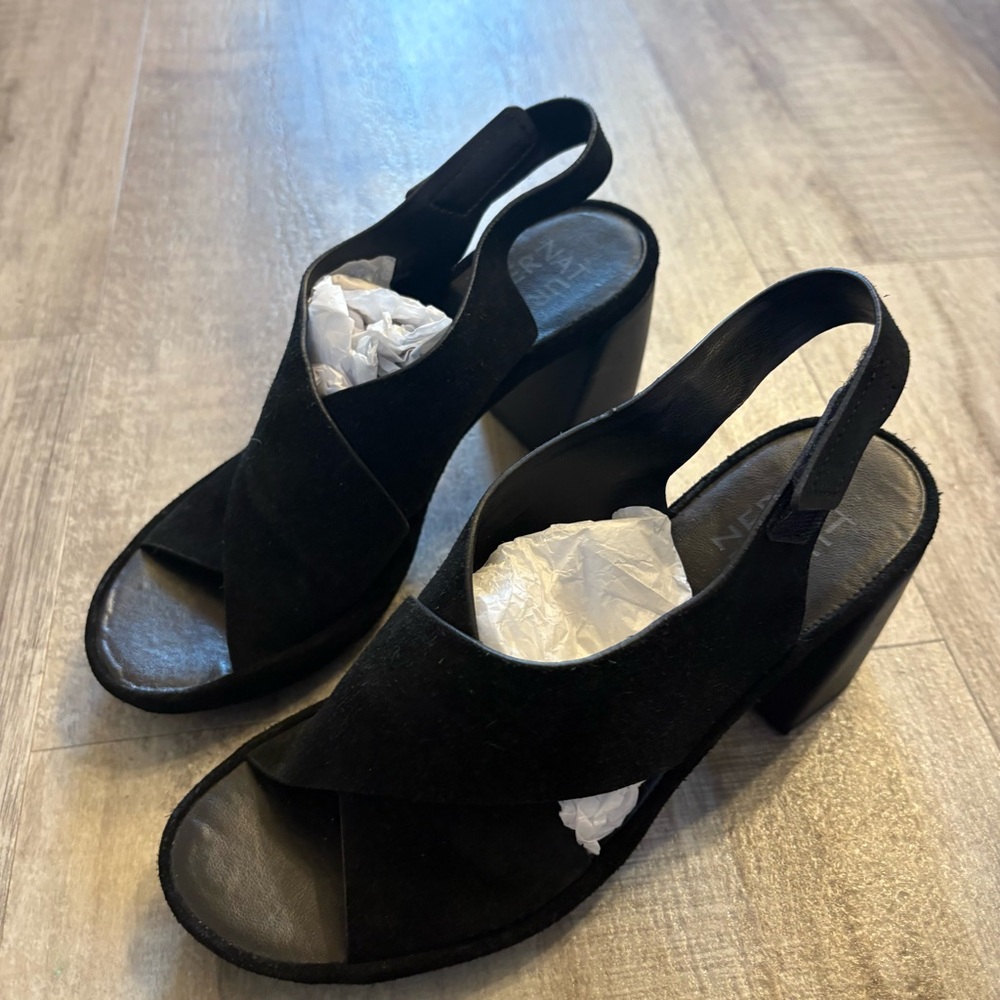 Naturalizer Black Chunky Heel Leather 7.5